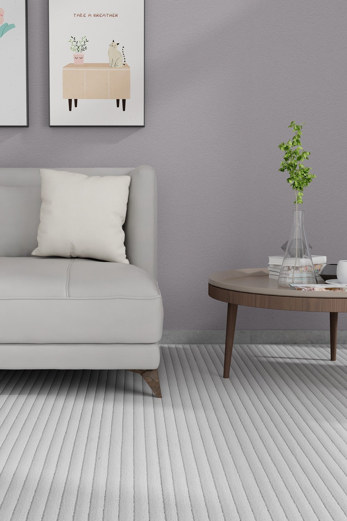 Buhalı Cross 03 Gri Modern Salon Halısı