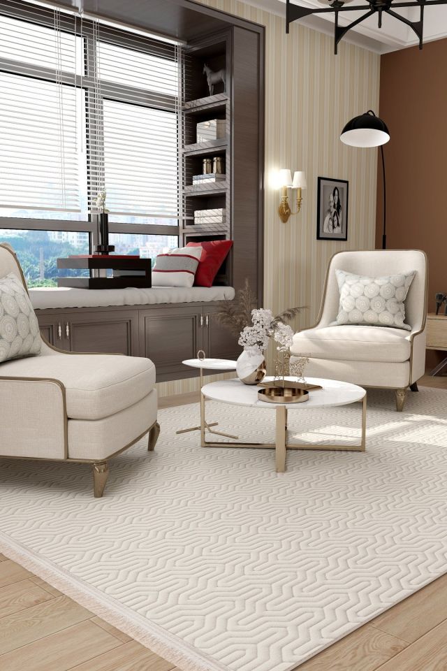 Buhalı Happy 03 Krem Modern Salon Halısı