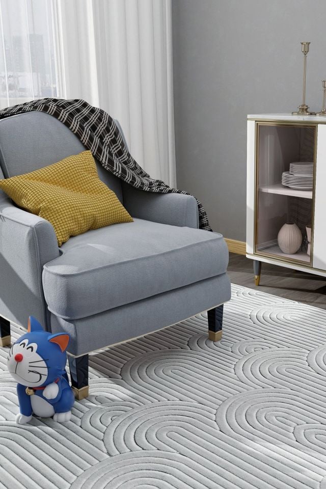 Buhalı Happy 01 Gri Modern Salon Halısı