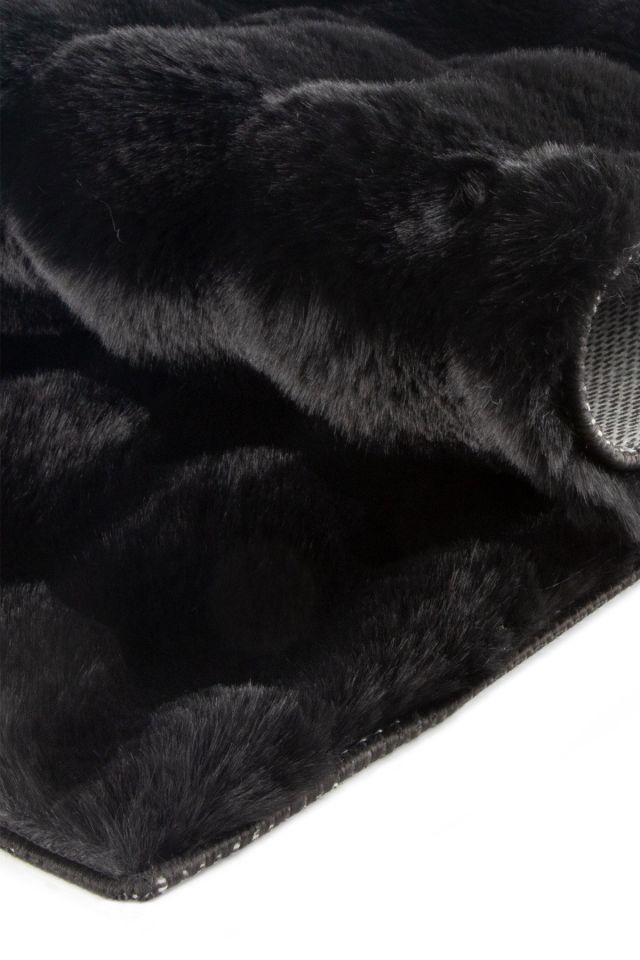 Buhalı Bubble Post Siyah Dikdörtgen Yumuşak Tüylü Kaymaz Tabanlı Halı