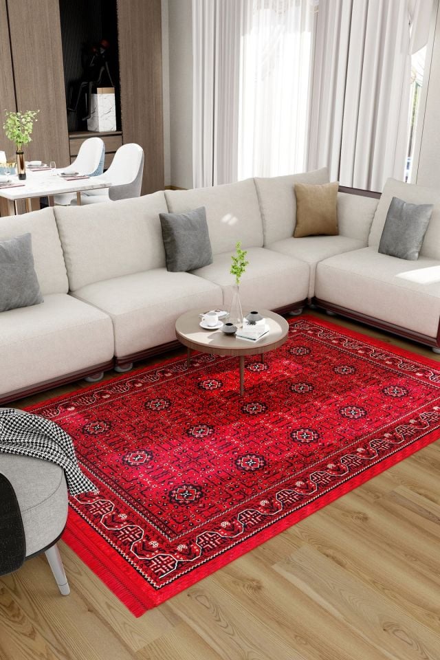 Afgan 601 Dekoratif Kaymaz Tabanlı Halı