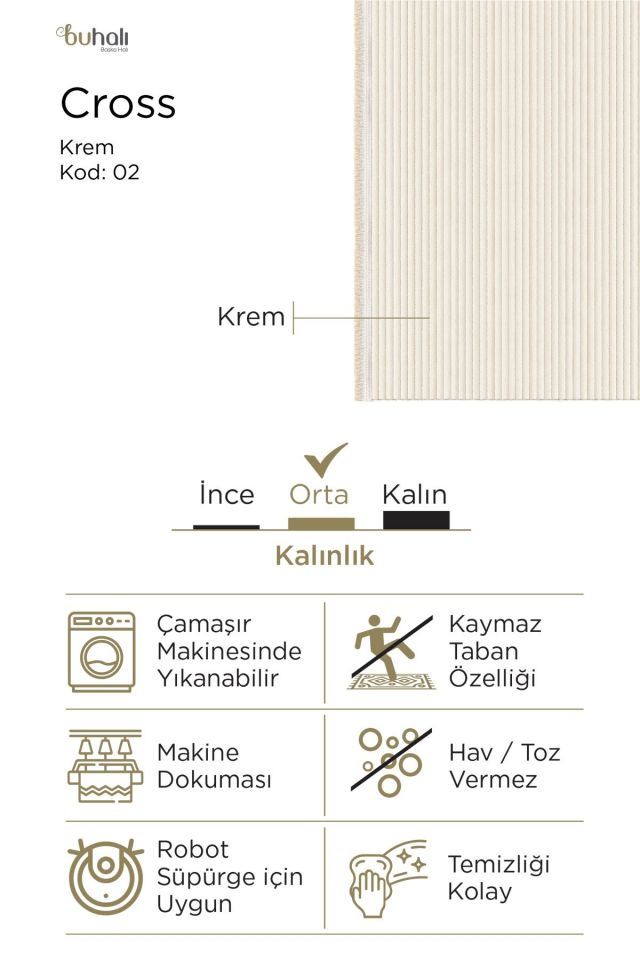 Buhalı Cross 02 Krem Modern Salon Halısı