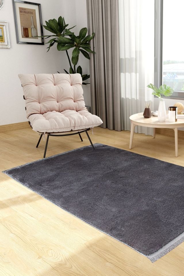 Buhalı Dream 4003 Antrasit Yumuşak Tüylü Kaymaz Tabanlı Halı